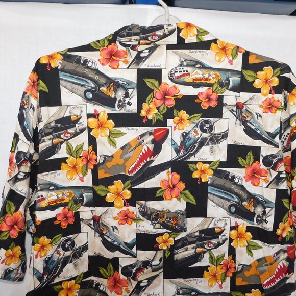 VTG alohaland hallelujah hawaiian shirts Mens 6X Pinup Girls WW2 Planes Hibiscus - Picture 10 of 11